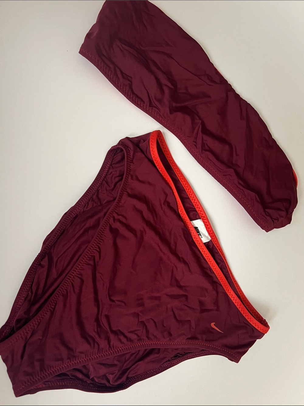 Nike Burgundy Bikini Set with Orange Accent